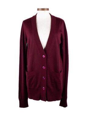 MAISON MARGIELA BURGUNDY WOOL BLEND CARDIGAN
